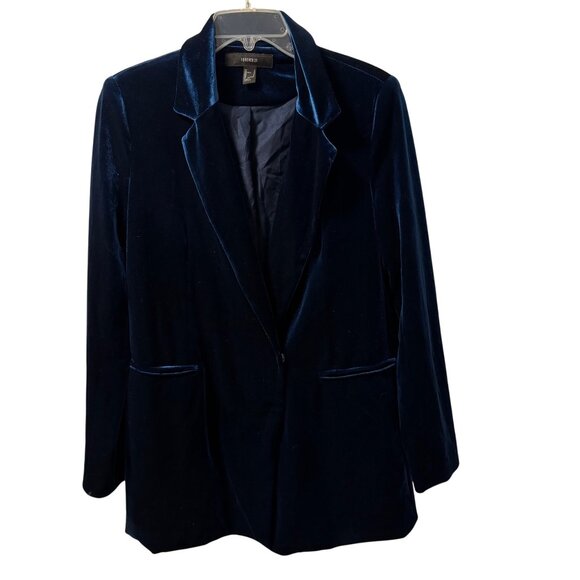 Forever 21 Womens Velvet Blazer size Small front button long sleeves jacket - Picture 1 of 12